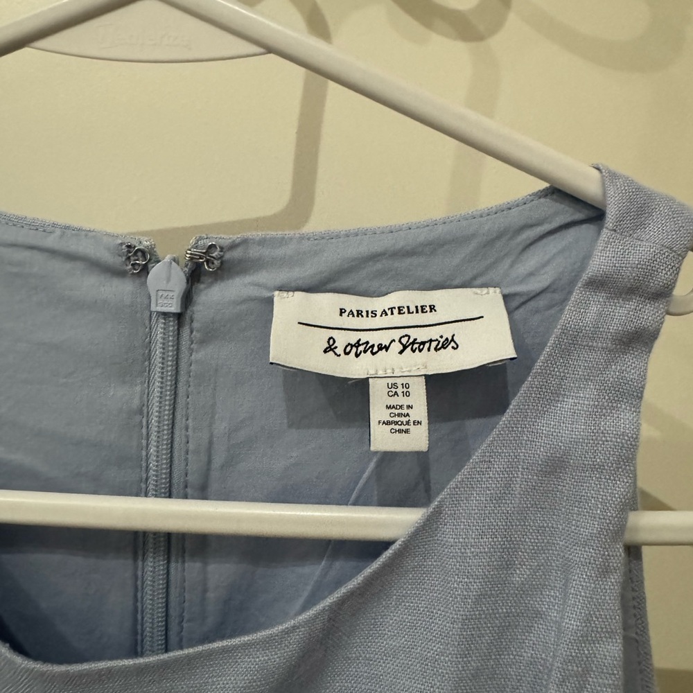 & Other Stories Light Blue Linen Midi Dress - Picture 2 of 5
